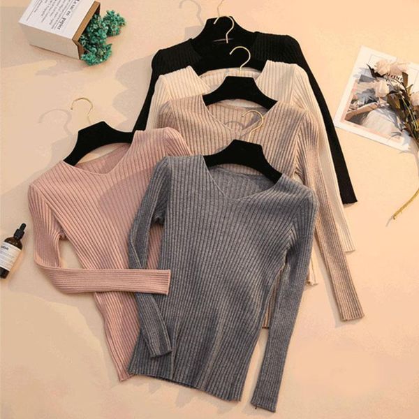 lucyever v neck women pullover sweater autumn long sleeve fashion knitted jumper slim elastic soft solid ladies basic 2020, White;black
lucyever v neck women pullover sweater autumn long sleeve fashion knitted jumper slim elastic soft solid ladies basic 2020, White;black