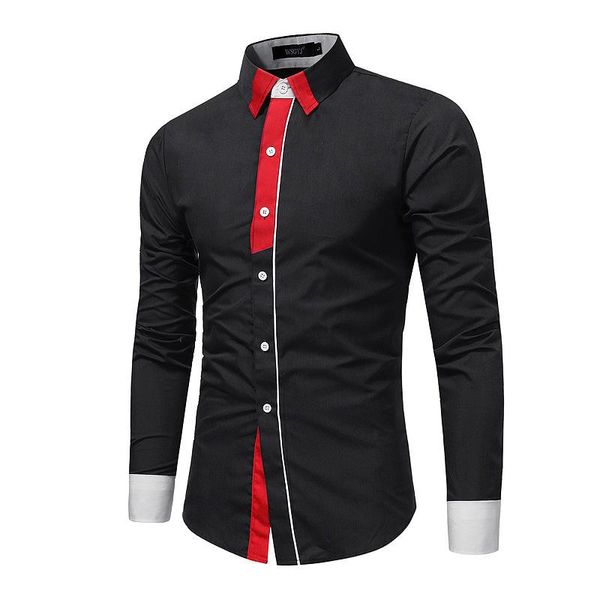 men's casual shirts smart fashion print plain slim fit mens patchwork business shirt long sleeve turn-down collar office wear, White;black
men's casual shirts smart fashion print plain slim fit mens patchwork business shirt long sleeve turn-down collar office wear, White;black