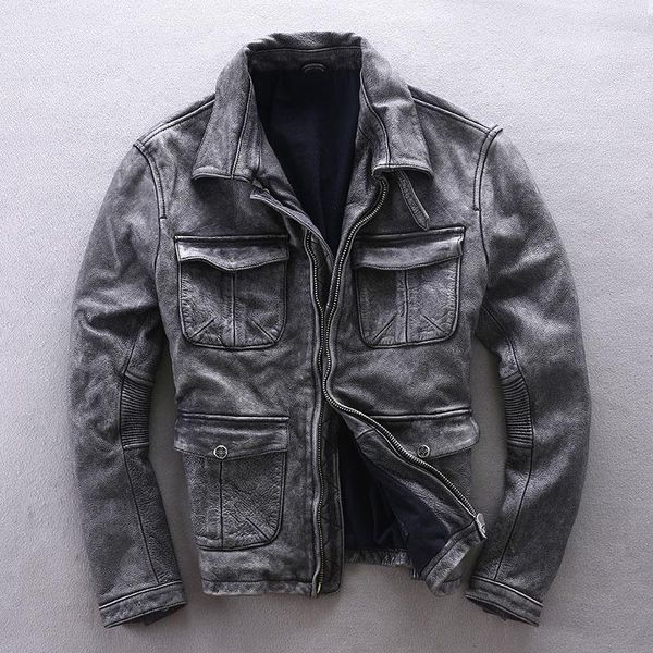 men m65 motorcycle cowhide genuine leather jacket male slim fit vintage multi-pocket locomotive clothing biker coat1, Black
men m65 motorcycle cowhide genuine leather jacket male slim fit vintage multi-pocket locomotive clothing biker coat1, Black