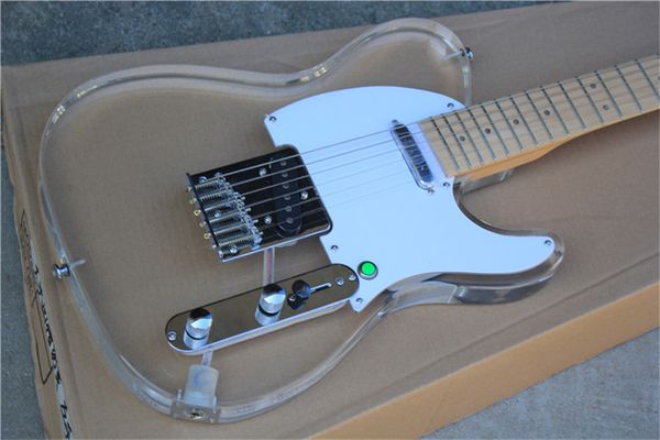 telecaster acrylic transparent electric guitar maple finger board chrome/ silvery hardware
telecaster acrylic transparent electric guitar maple finger board chrome/ silvery hardware