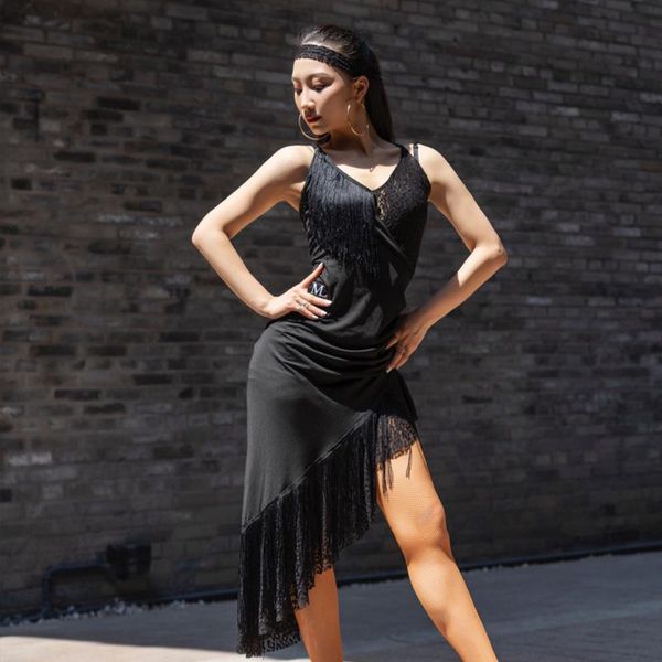 stage wear latin dance dresses for women black lace fringed dresss competition party tango costume practice clothes dnv14170, Black;red
stage wear latin dance dresses for women black lace fringed dresss competition party tango costume practice clothes dnv14170, Black;red
