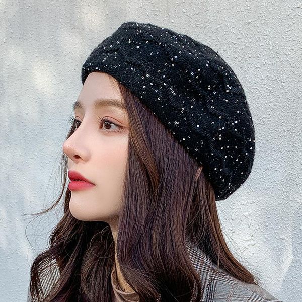 berets 2021 fashion pattern crochet women beret with sequins winter solid pumpkin hat flat french cap, Blue;gray
berets 2021 fashion pattern crochet women beret with sequins winter solid pumpkin hat flat french cap, Blue;gray