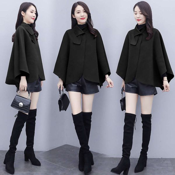 2020 cape tweed small short korean loose new women's woollen coat autumn winter, Black
2020 cape tweed small short korean loose new women's woollen coat autumn winter, Black