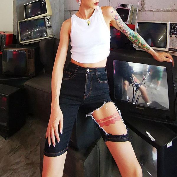 women denim shorts hollow out slim comfortable wild lady knee length jeans very cool1, White;black
women denim shorts hollow out slim comfortable wild lady knee length jeans very cool1, White;black