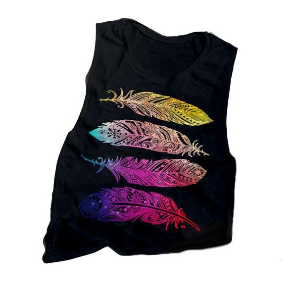 casual summer comfortable leaf tees printed shirt fashion women feather print round neck sleeveless coat vest t-shirt, White
casual summer comfortable leaf tees printed shirt fashion women feather print round neck sleeveless coat vest t-shirt, White