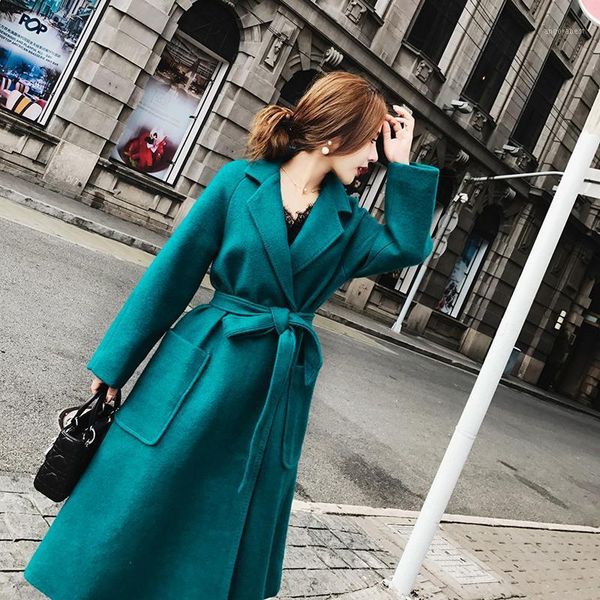 new women's wool coat autumn winter 2020 fashion solid color woolen jacket slim long outerwear female green woolen hepburn1, Black
new women's wool coat autumn winter 2020 fashion solid color woolen jacket slim long outerwear female green woolen hepburn1, Black