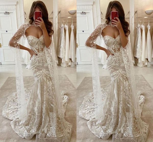 stunning 3d appliques lace mermaid wedding dresses with belore wrap 2021 sweartheart illusion bodice beaded long bridal robe deo soriee, White
stunning 3d appliques lace mermaid wedding dresses with belore wrap 2021 sweartheart illusion bodice beaded long bridal robe deo soriee, White
