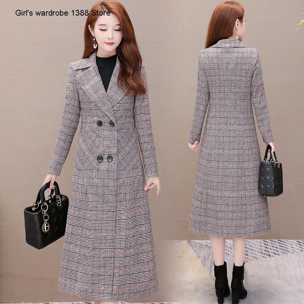 women's wool & blends woolen coat middle and long autumn 2021 style foreign style, slim slim, plaid overcoat over the knee, Black
women's wool & blends woolen coat middle and long autumn 2021 style foreign style, slim slim, plaid overcoat over the knee, Black