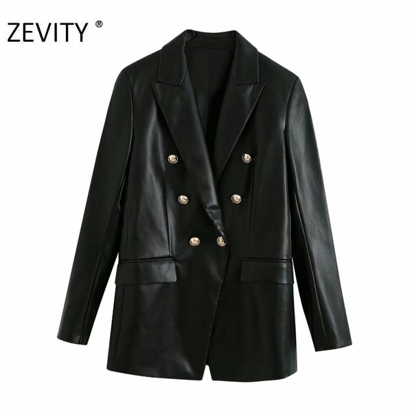 zevity women fashion double breasted black pu leather blazer coat office ladies long sleeve outwear suit coat autumn ct589 201201, White;black
zevity women fashion double breasted black pu leather blazer coat office ladies long sleeve outwear suit coat autumn ct589 201201, White;black
