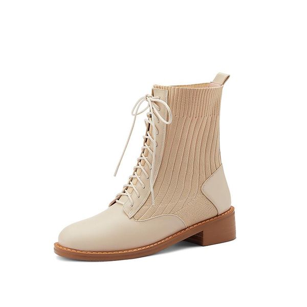 genuine leather knitting thick low heels women's ankle boots lace up round toe pumps autumn working party shoes woman, Black
genuine leather knitting thick low heels women's ankle boots lace up round toe pumps autumn working party shoes woman, Black