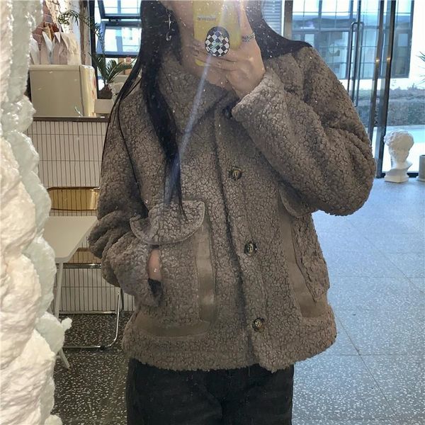 women's wool & blends 2021 the winter arrival jacket women soft lambswool jackets female faux fur coat big pockets thick warm, Black
women's wool & blends 2021 the winter arrival jacket women soft lambswool jackets female faux fur coat big pockets thick warm, Black