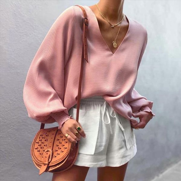 women elegant autumn shirts casual v neck blouses pullover solid blouse long sleeve loose gentle brief sweet blouse, White
women elegant autumn shirts casual v neck blouses pullover solid blouse long sleeve loose gentle brief sweet blouse, White