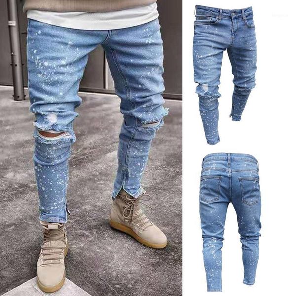 new hole jean men fashion skinny stretch denim pencil pants distressed ripped freyed biker slim fit jeans trouser1, Blue
new hole jean men fashion skinny stretch denim pencil pants distressed ripped freyed biker slim fit jeans trouser1, Blue