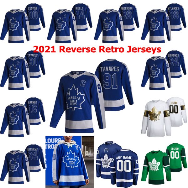 Toronto Maple Leafs 2021 Reverse Retro Hockey Jerseys Dmytro Timashov Rasmus Sandin Nic Petan Justin Holl Travis Dermott Custom Stitched Men