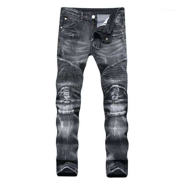 men's jeans ripped men stretch cargo denim biker with zippers pleated straight brand men's scratched pants1, Blue
men's jeans ripped men stretch cargo denim biker with zippers pleated straight brand men's scratched pants1, Blue