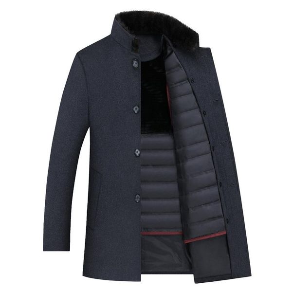 woolen coat men's new winter 2020 down liner fur collar thickened windbreaker coat middle aged wool overcoat man, Black
woolen coat men's new winter 2020 down liner fur collar thickened windbreaker coat middle aged wool overcoat man, Black