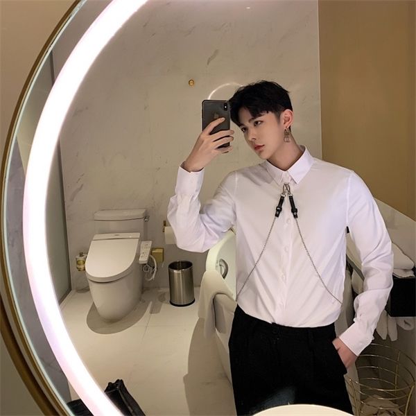 spring fashion men hanging chain long sleeve shirt camisas hombre japan harajuku male punk gothic dress shirts party clothes c1212, White;black
spring fashion men hanging chain long sleeve shirt camisas hombre japan harajuku male punk gothic dress shirts party clothes c1212, White;black