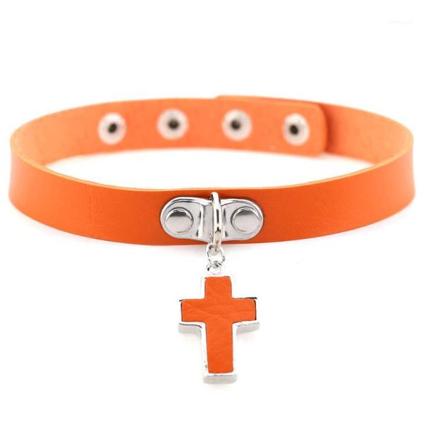 chokers red orange black rose pink glossy leather ban cross pendant charm button adjustable link all-match necklace women's jewelry1, Golden;silver
chokers red orange black rose pink glossy leather ban cross pendant charm button adjustable link all-match necklace women's jewelry1, Golden;silver