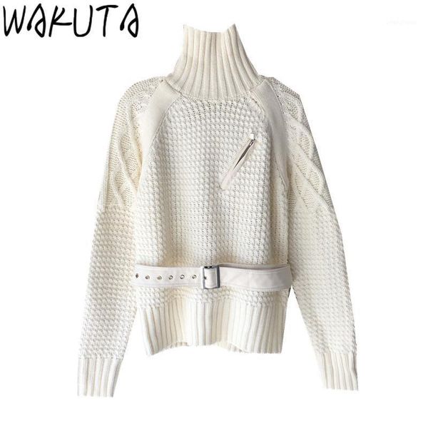 wakuta turtleneck womens sweater new winter zipper design with belt elegant thicken jumper pullovers korean trend warm retro, White;black
wakuta turtleneck womens sweater new winter zipper design with belt elegant thicken jumper pullovers korean trend warm retro, White;black