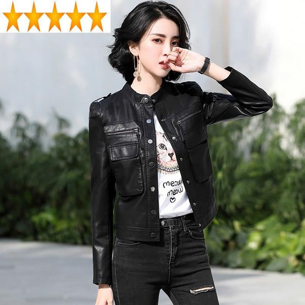 women's leather & faux jacket women black spring autumn korean biker coat short abrigo mujer pph455
women's leather & faux jacket women black spring autumn korean biker coat short abrigo mujer pph455
