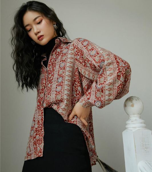 women's blouses & shirts vintage floral women 2021 red long sleeve button up shirt ladies lantern blouse korean clothes, White
women's blouses & shirts vintage floral women 2021 red long sleeve button up shirt ladies lantern blouse korean clothes, White