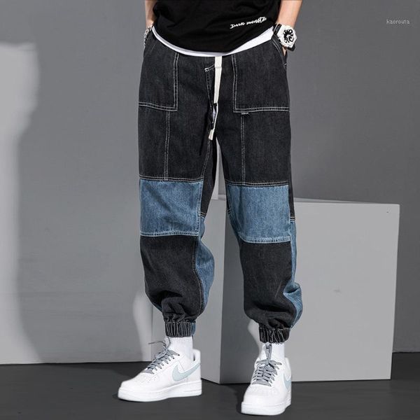 fashion streetwear men jeans spliced designer denim cargo pants loose fit wide leg hip hop joggers harem trousers1, Blue
fashion streetwear men jeans spliced designer denim cargo pants loose fit wide leg hip hop joggers harem trousers1, Blue