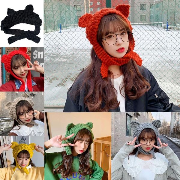 beanie/skull caps women cute cat ears knit beanie hat solid color chunky crochet warm earflap cap t3lc, Blue;gray
beanie/skull caps women cute cat ears knit beanie hat solid color chunky crochet warm earflap cap t3lc, Blue;gray