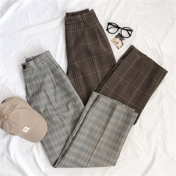 lattice high waist suit pant female casual elastic plaid straight harem pant trouser women vintage wide leg pant bottoms 201118, Black;white
lattice high waist suit pant female casual elastic plaid straight harem pant trouser women vintage wide leg pant bottoms 201118, Black;white