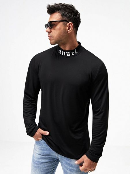 extended sizes men letter graphic mock neck tee p73w#, White;black
extended sizes men letter graphic mock neck tee p73w#, White;black