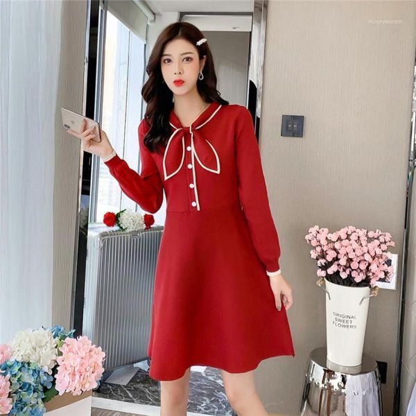 casual dresses korean style sweet bow neck red black sweater dress winter fashion knitted women elegant office robe1, Black;gray
casual dresses korean style sweet bow neck red black sweater dress winter fashion knitted women elegant office robe1, Black;gray