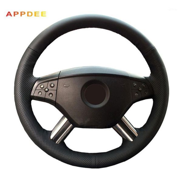 handsewing black artificial leather steering wheel covers for  - w164 m-class ml350 ml500 2005 2006 x164 gl-class gl1
handsewing black artificial leather steering wheel covers for  - w164 m-class ml350 ml500 2005 2006 x164 gl-class gl1
