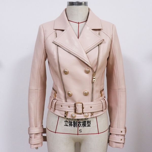 new designer leather jacket women's lion buttons double zippers biker leather motorcycle jacket 201030, Black
new designer leather jacket women's lion buttons double zippers biker leather motorcycle jacket 201030, Black