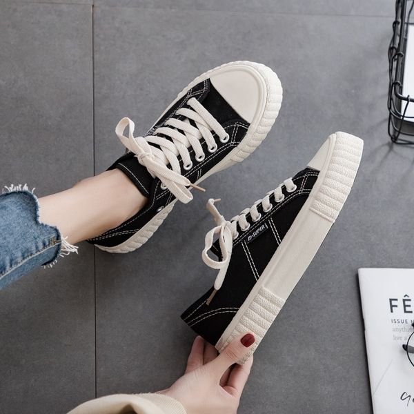 canvas spring trend casual flats sneakers female new fashion comfort solid color women vulcanized shoes y200801, Black
canvas spring trend casual flats sneakers female new fashion comfort solid color women vulcanized shoes y200801, Black