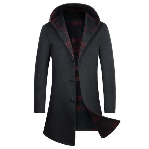 men's wool & blends autumn and winter woolen coat double cashmere medium long large faced ni, Black
men's wool & blends autumn and winter woolen coat double cashmere medium long large faced ni, Black