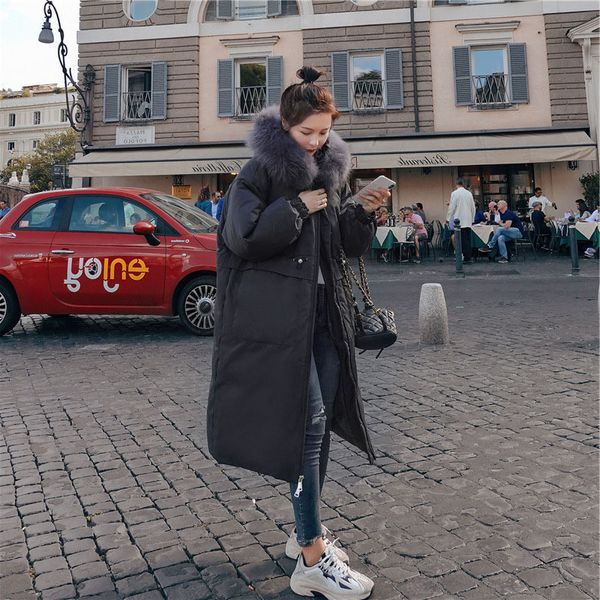 large fur collar down padded long women's winter warm jackets korean-style fashion puffer shelters 22hn, Black
large fur collar down padded long women's winter warm jackets korean-style fashion puffer shelters 22hn, Black