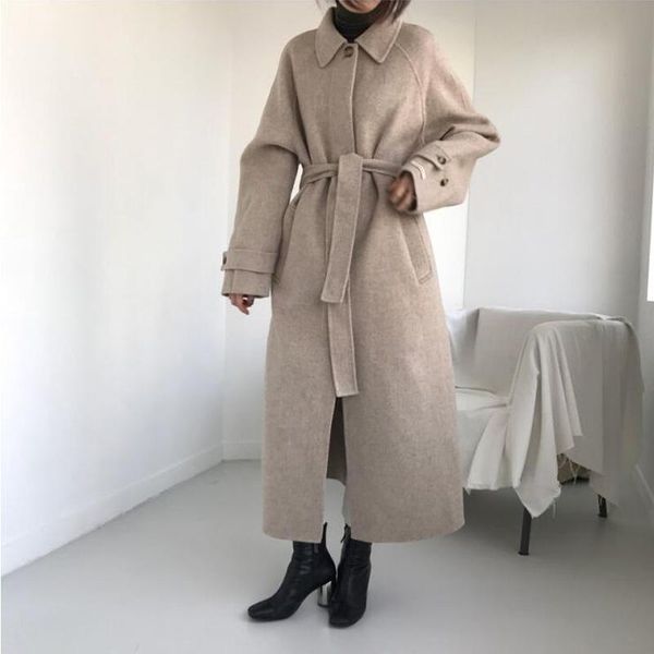 autumn and winter women's coat casual solid color belt decoration long coat, Black
autumn and winter women's coat casual solid color belt decoration long coat, Black