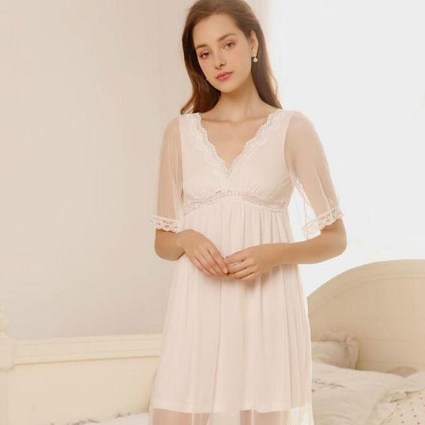 long summer nightdress women retro v-neck lace modal nightgown sleepwear v neck1, Black;red
long summer nightdress women retro v-neck lace modal nightgown sleepwear v neck1, Black;red