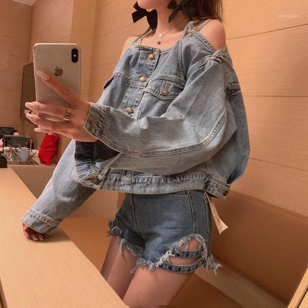 women's jackets denim jacket female 2021 summer spring loose korean long-sleeved gown strapless short ins tide1, Black;brown
women's jackets denim jacket female 2021 summer spring loose korean long-sleeved gown strapless short ins tide1, Black;brown