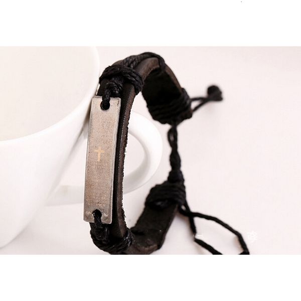 handmade cross bible charm braided bracelet urban black genuine leather adjustable wristband retro jewelry wholesale 60p
handmade cross bible charm braided bracelet urban black genuine leather adjustable wristband retro jewelry wholesale 60p