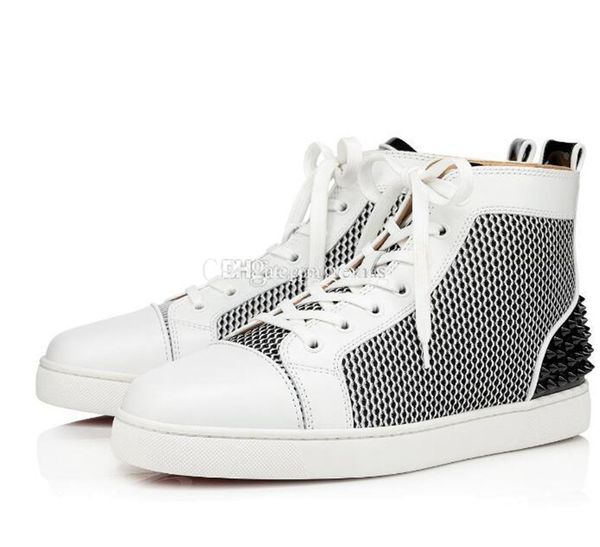 высококачественные шипы iii мужчины высокой верхней красной нижней кроссовки обувь сетка кожа роскошный дизайнер заклепок повседневная прогу, Black
высококачественные шипы iii мужчины высокой верхней красной нижней кроссовки обувь сетка кожа роскошный дизайнер заклепок повседневная прогу, Black