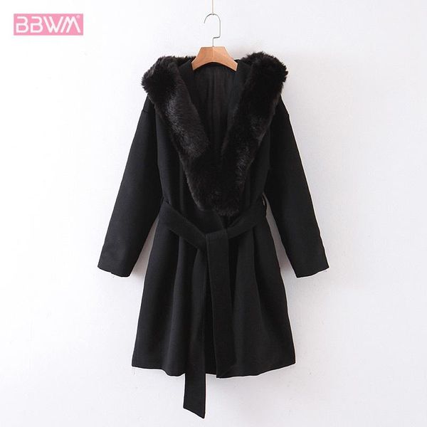 women's fur & faux with belt thick warm woolen cloth collar overcoat coat vintage slim black fashion winter chic female
women's fur & faux with belt thick warm woolen cloth collar overcoat coat vintage slim black fashion winter chic female