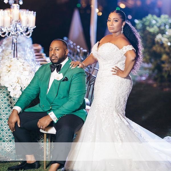 vintage plus size lace mermaid wedding dresses 2021 back lace up off shoulder african long train bridal gowns appliques vestidos de novia, White
vintage plus size lace mermaid wedding dresses 2021 back lace up off shoulder african long train bridal gowns appliques vestidos de novia, White