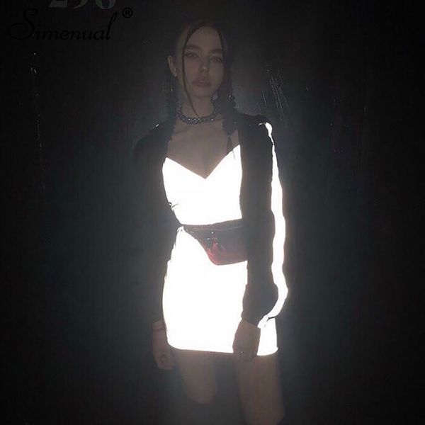 simenual reflective silver bodycon dress women fitness clubwear spaghetti strap dress deep v neck casual summer dresses y200418, Black;gray
simenual reflective silver bodycon dress women fitness clubwear spaghetti strap dress deep v neck casual summer dresses y200418, Black;gray