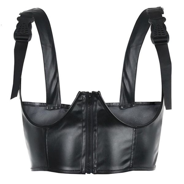 women harajuku goth punk crop faux leather open cup chest harness vest buckle zipper suspenders club streetwear, White
women harajuku goth punk crop faux leather open cup chest harness vest buckle zipper suspenders club streetwear, White