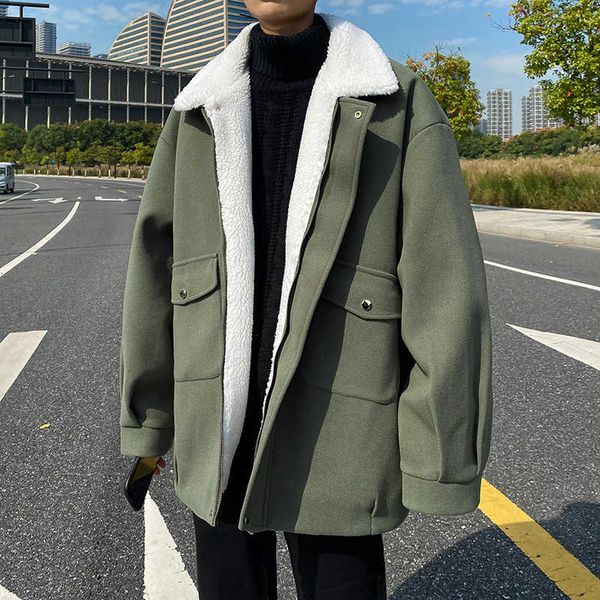 2020 winter new men's lamb wool thickened warm tweed korean youth loose windbreaker coat, Tan;black
2020 winter new men's lamb wool thickened warm tweed korean youth loose windbreaker coat, Tan;black