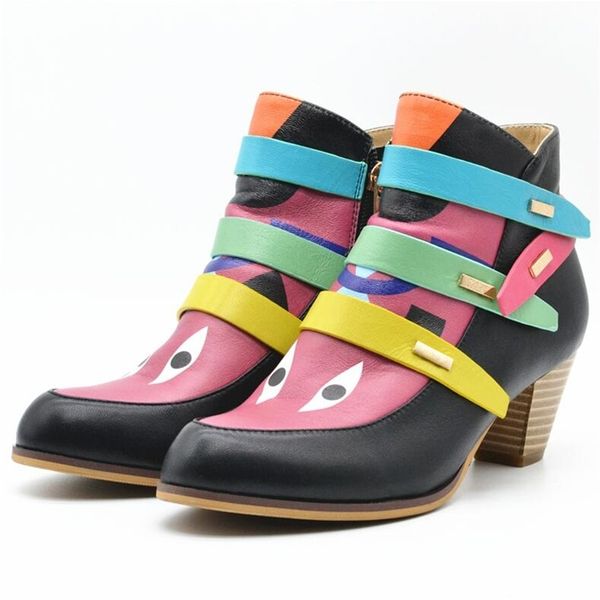 natural leather ankle boots painted women boots mixed colors leather botas mujer clearance chunky heel booties shoe t200425, Black
natural leather ankle boots painted women boots mixed colors leather botas mujer clearance chunky heel booties shoe t200425, Black