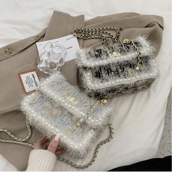 women handbag sweet little fresh stripes mao mao chain bag winter new plush shoulder bag fashionable pearl decorative women messenger bag, Black;red
women handbag sweet little fresh stripes mao mao chain bag winter new plush shoulder bag fashionable pearl decorative women messenger bag, Black;red