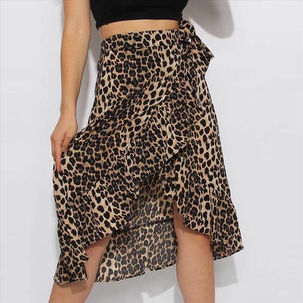 38 2020 new skirt lady casual fashion women new ladies high tie bow ruffle hem leopard frill wrap midi skirt, Black
38 2020 new skirt lady casual fashion women new ladies high tie bow ruffle hem leopard frill wrap midi skirt, Black
