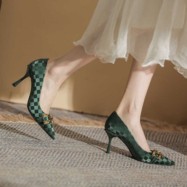dress shoes high heels heel's thin spring 2022 chsboard lattice single versatile green light mouth women's shoes, Black
dress shoes high heels heel's thin spring 2022 chsboard lattice single versatile green light mouth women's shoes, Black