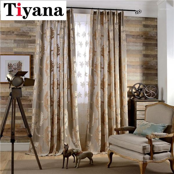 curtain & drapes luxury europe jacquard ready made semi-shade curtains for living room sheer blind panel fabric window blue jk024x1